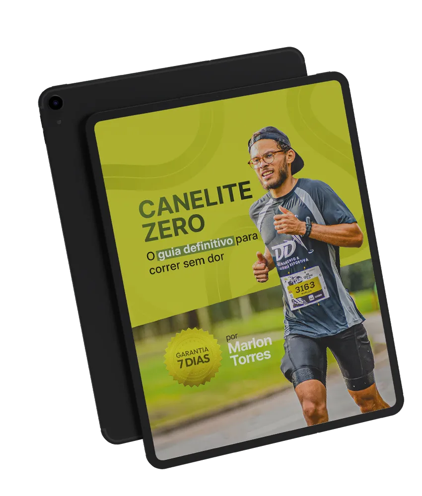 Capa do Protocolo Canelite Zero num tablet, com Marlon Torres correndo