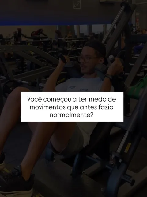 Marlon Torres na academia, com o texto: você começou a ter medo de movimentos que antes fazia normalmente?