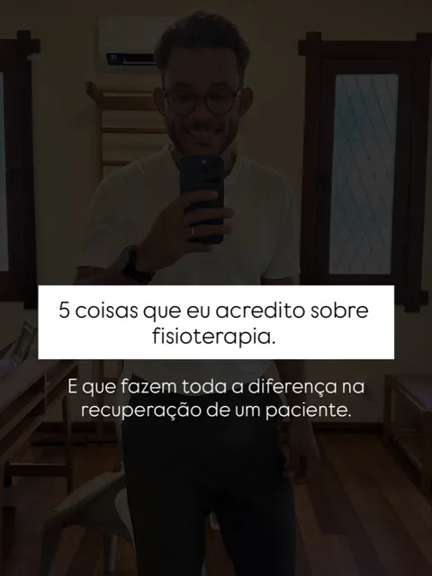 Marlon Torres no consultório, com o texto: 5 coisas que eu acredito sobre fisioterapia.